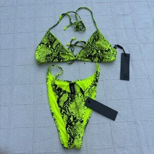 Women's XL/M TRIANGL Kea Yellow Peyton Snake Neon Bikini Set ASO Hailey Bieber